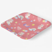 かわいいピンクの甘いユニコーンのレインボーバルーンパターン ペーパープレート (傾斜あり)