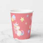 かわいいピンクの甘いユニコーンのレインボーバルーンパターン 紙コップ (裏面)