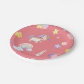 かわいいピンクの甘いユニコーン虹のバルーンパターン ペーパープレート (アングル)
