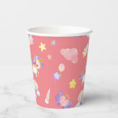 かわいいピンクの甘いユニコーン虹のバルーンパターン 紙コップ (裏面)