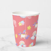 かわいいピンクの甘いユニコーン虹のバルーンパターン 紙コップ (右)