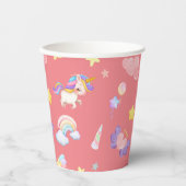 かわいいピンクの甘いユニコーン虹のバルーンパターン 紙コップ (正面)