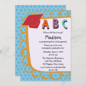 かわいいピンクの男の子の幼稚園の卒業の招待状 招待状 (正面/裏面)