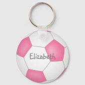 かわいいピンクの白いサッカパーソナライズされたーキーホルダー キーホルダー (裏面)