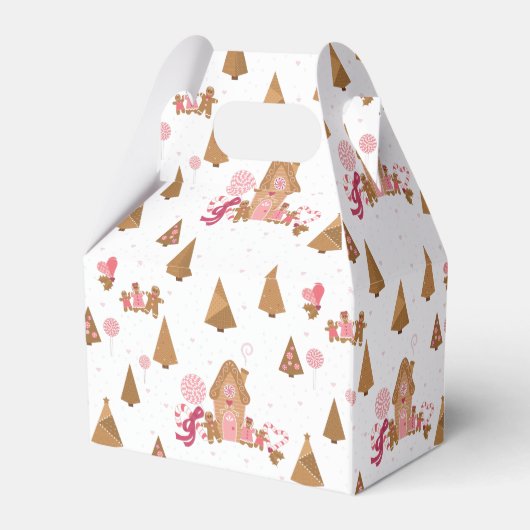 かわいいピンクの白いジンジャーブレッドキャンディキャンディービーフボックス フェイバーボックス (裏面サイド)