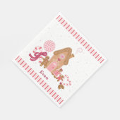 かわいいピンクの白いジンジャーブレッドキャンディペーパーナプキン スタンダードランチョンナプキン (角)