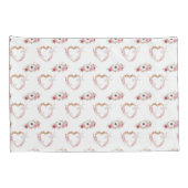 かわいいピンクの白いフローラハートパターン 枕カバー (裏面-右)