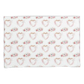 かわいいピンクの白いフローラハートパターン 枕カバー (正面右)