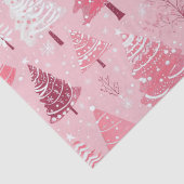 かわいいピンクの白いレトロクリスマスツリー 薄葉紙 (詳細)