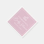 かわいいピンクの白いロッキングホース赤ちゃんシャワー スタンダードカクテルナプキン (角)