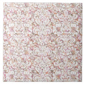 かわいいピンクの白いヴィンテージの花柄 タイル (正面)