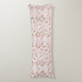 かわいいピンクの白いヴィンテージフローラデザイン ボディピロー (正面縦)