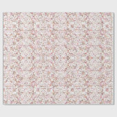 かわいいピンクの白いヴィンテージフローラデザイン ラッピングペーパー (フラット)