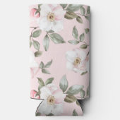 かわいいピンクの白い花 スリム缶クーラー (裏面)