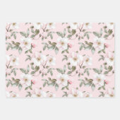 かわいいピンクの白い花 ラッピングペーパーシート (正面3)