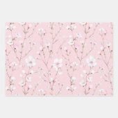 かわいいピンクの白い花 ラッピングペーパーシート (正面)