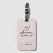 かわいいピンクの白い飛行機アドベンチャー続カスタム行 ラゲッジタグ (正面縦)