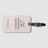 かわいいピンクの白い飛行機アドベンチャー続カスタム行 ラゲッジタグ (正面横)