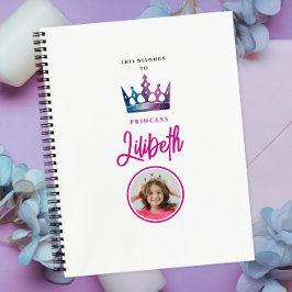 かわいいピンクの白い魔法プリンセスクラウンフォト ノートブック