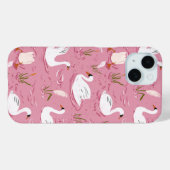 かわいいピンクの白鳥シームレスパターン Case-Mate iPhoneケース (裏面 (横))