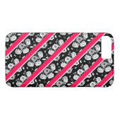 かわいいピンクの白黒の花ストライプの花 Case-Mate iPhoneケース (裏面(横))