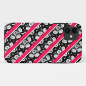 かわいいピンクの白黒の花ストライプの花 Case-Mate iPhoneケース (裏面(横))