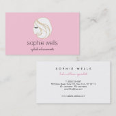 かわいいピンクの目まつ毛のエクステンションと付まつ毛 名刺 (正面/裏面)