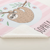 かわいいピンクの眠るナマケモノと名前の子供たち シェルパブランケット (3/4)