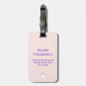 かわいいピンクの眠る猫 ラゲッジタグ (裏面縦)