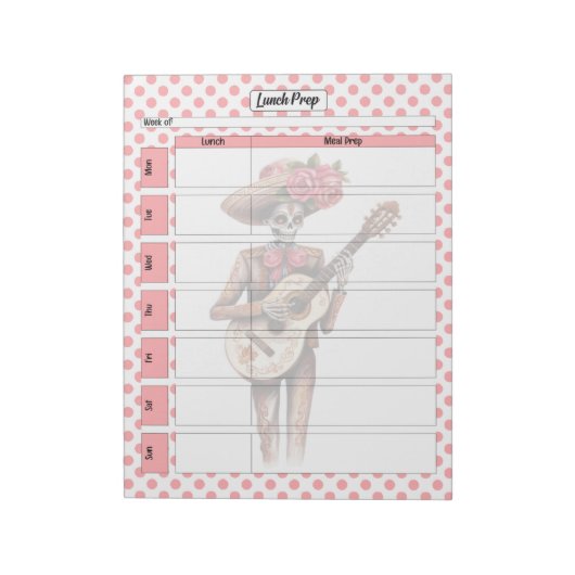 かわいいピンクの砂糖スカルランチの食事の準備 ノートパッド (回転)