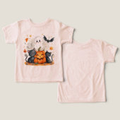かわいいピンクの秋の幽霊のハロウィン (デザイン正面&裏面)
