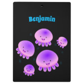 かわいいピンクの紫のクラゲのかわいい漫画のクリップボー クリップボード (裏面)