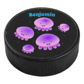 かわいいピンクの紫のクラゲのかわいい漫画 アイスホッケーパック (3/4)