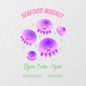 かわいいピンクの紫のクラゲのかわいい漫画 ウィンドウサイン (シート)