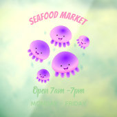 かわいいピンクの紫のクラゲのかわいい漫画 ウィンドウサイン (シート3)