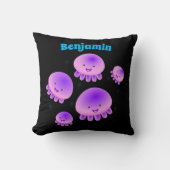 かわいいピンクの紫のクラゲのかわいい漫画 クッション (正面)
