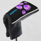 かわいいピンクの紫のクラゲのかわいい漫画 ゴルフヘッドカバー (3/4 正面)
