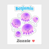 かわいいピンクの紫のクラゲのかわいい漫画 シール (シート)