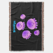かわいいピンクの紫のクラゲのかわいい漫画 スローブランケット (正面縦)