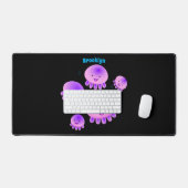 かわいいピンクの紫のクラゲのかわいい漫画 デスクマット (キーボード&マウス)