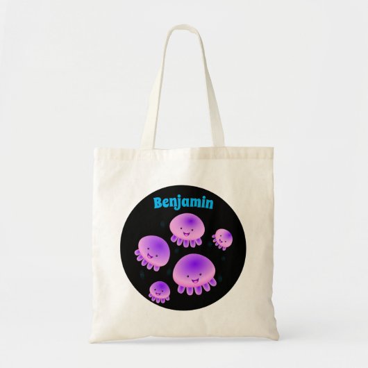 かわいいピンクの紫のクラゲのかわいい漫画 トートバッグ (正面)