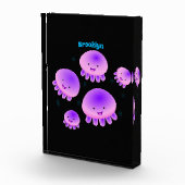 かわいいピンクの紫のクラゲのかわいい漫画 フォトブロック (右)