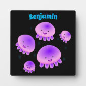 かわいいピンクの紫のクラゲのかわいい漫画 フォトプラーク (正面)