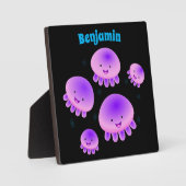 かわいいピンクの紫のクラゲのかわいい漫画 フォトプラーク (正面)