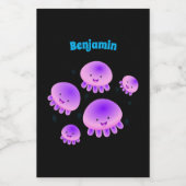 かわいいピンクの紫のクラゲのかわいい漫画 フードラベル (シングルラベル)