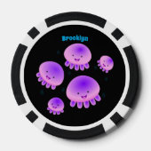かわいいピンクの紫のクラゲのかわいい漫画 ポーカーチップ (裏面)