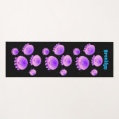 かわいいピンクの紫のクラゲのかわいい漫画 ヨガマット (正面(横))