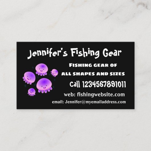 かわいいピンクの紫のクラゲのかわいい漫画 名刺 (正面)