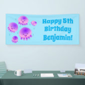 かわいいピンクの紫のクラゲのかわいい漫画 横断幕 (トレードショー)