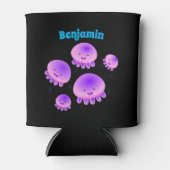 かわいいピンクの紫のクラゲのかわいい漫画 缶クーラー (正面)